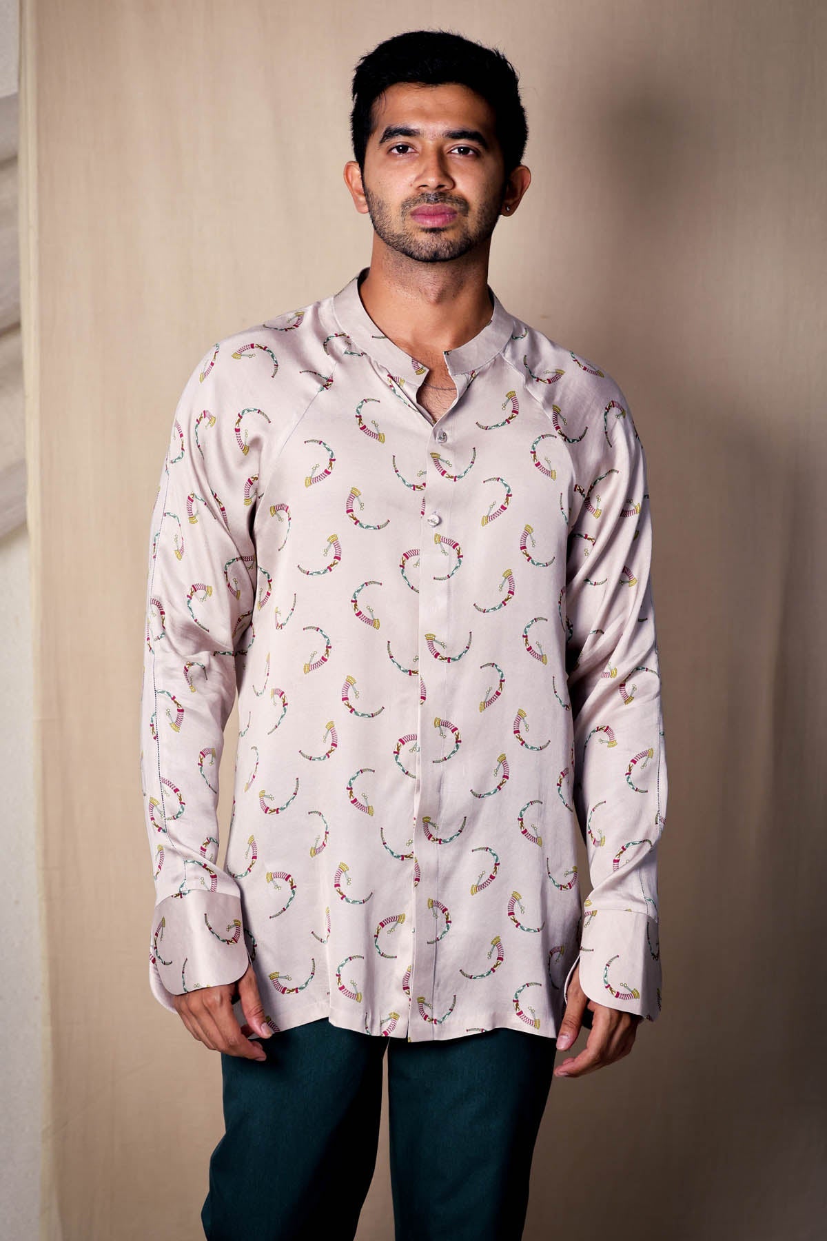 Arya Giri Ivory Print Raglan Cut Shirts for men online at ScrollnShops