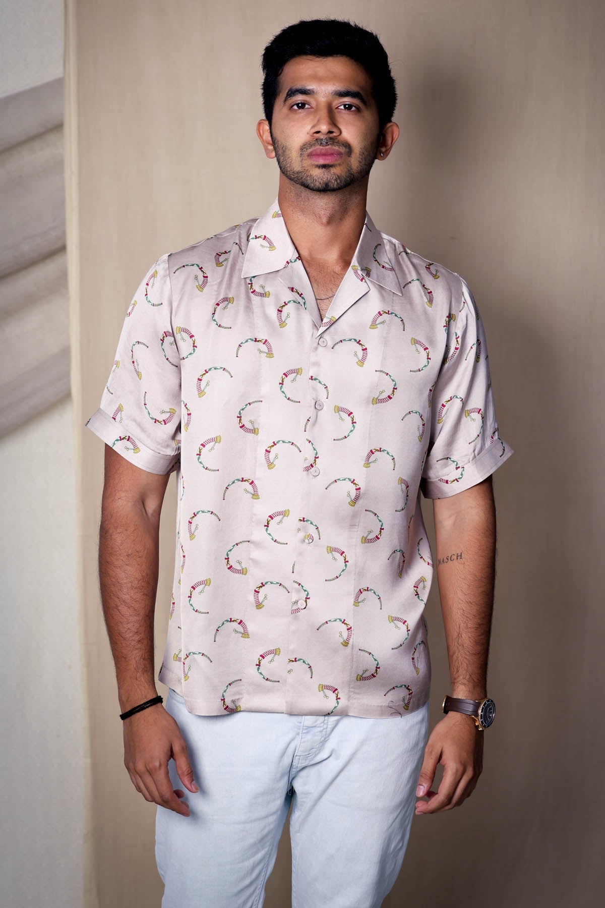 Buy Arya Giri Ivory Print Short Sleeves Shirt