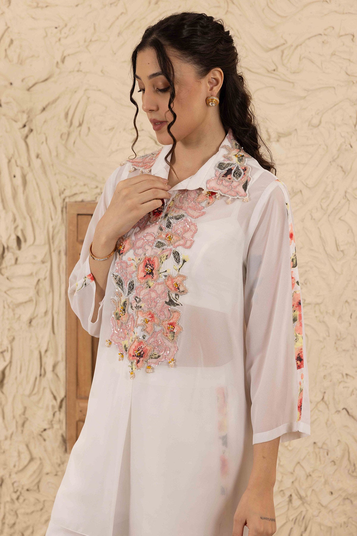 Ivory Printed Collar Co-ord Set