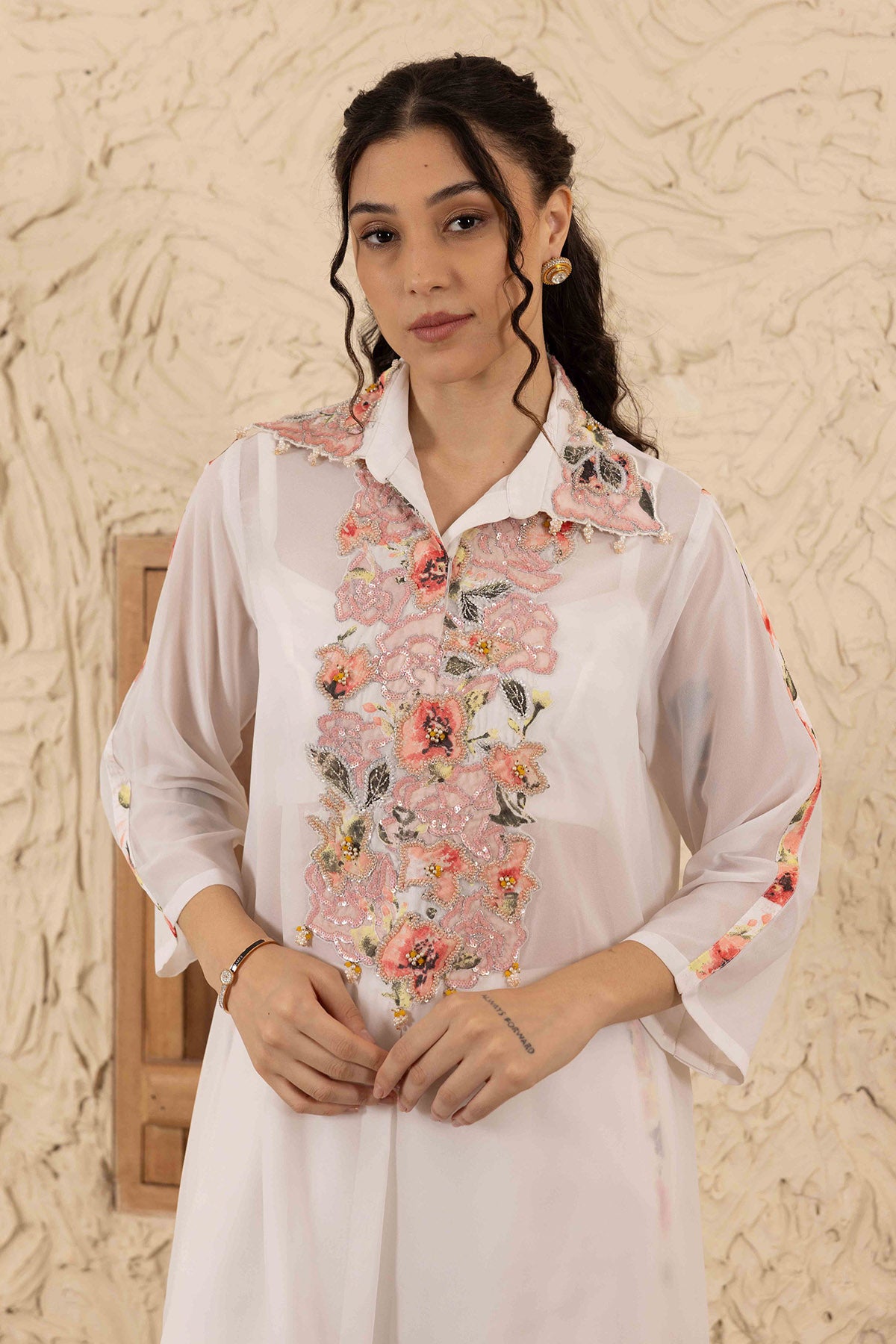 Ivory Printed Collar Co-ord Set