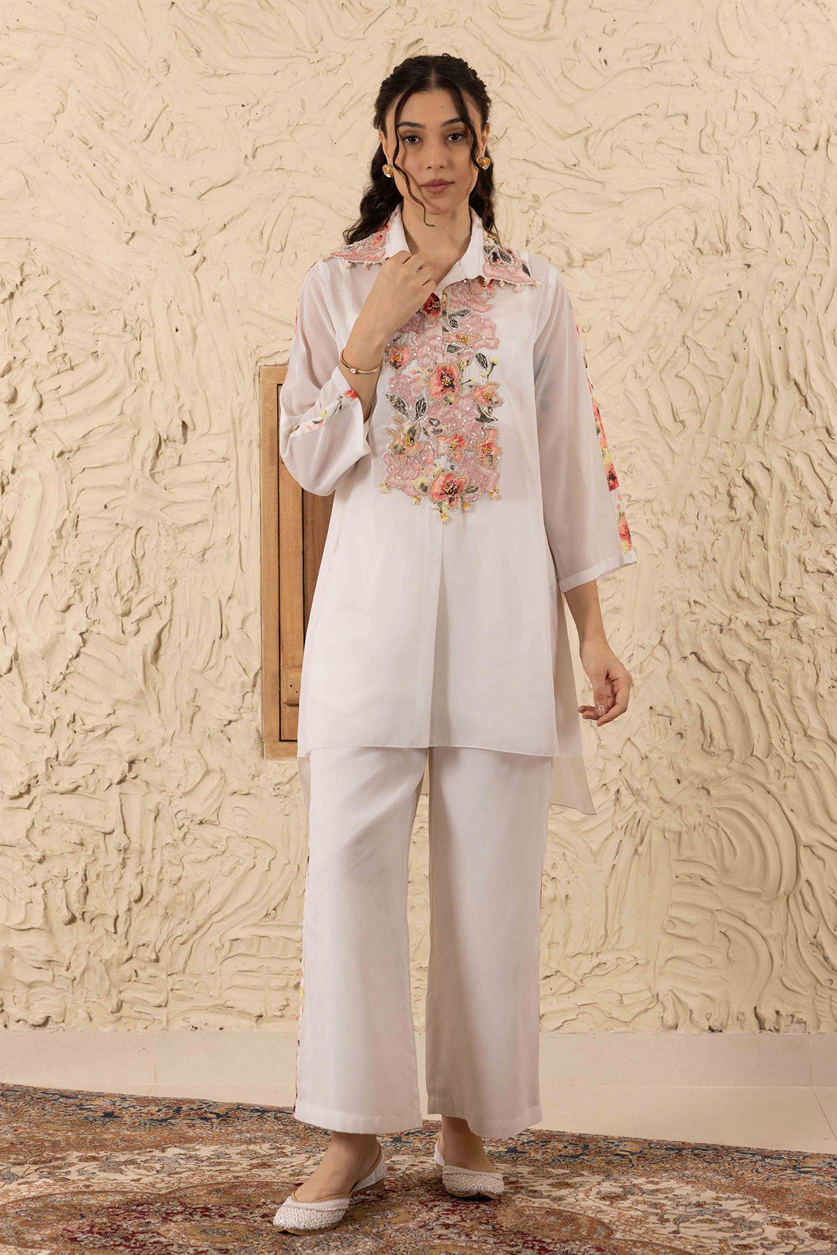 Ivory Printed Collar Co-ord Set