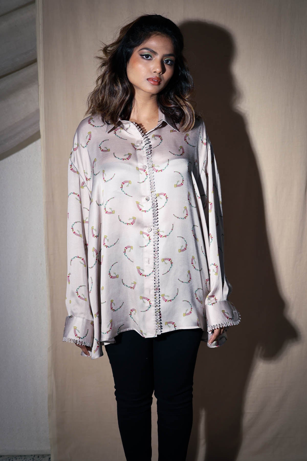 Buy Arya Giri Ivory Printed Oversized Shirt