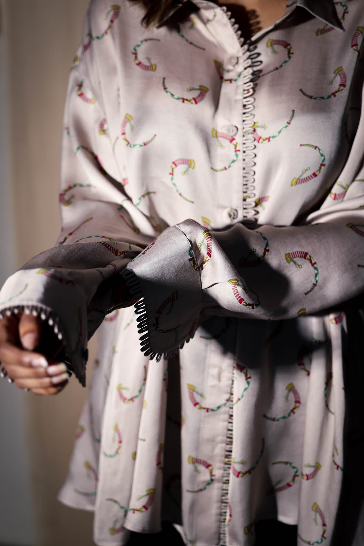 Ivory Printed Oversized Shirt