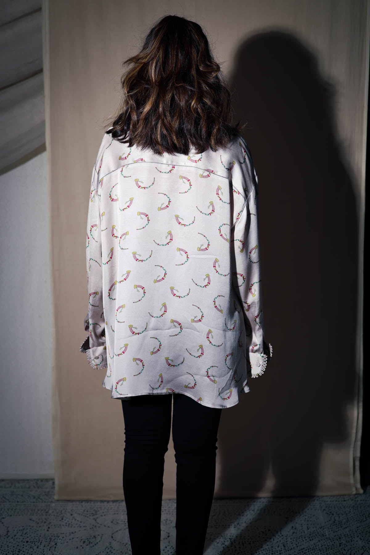Ivory Printed Oversized Shirt