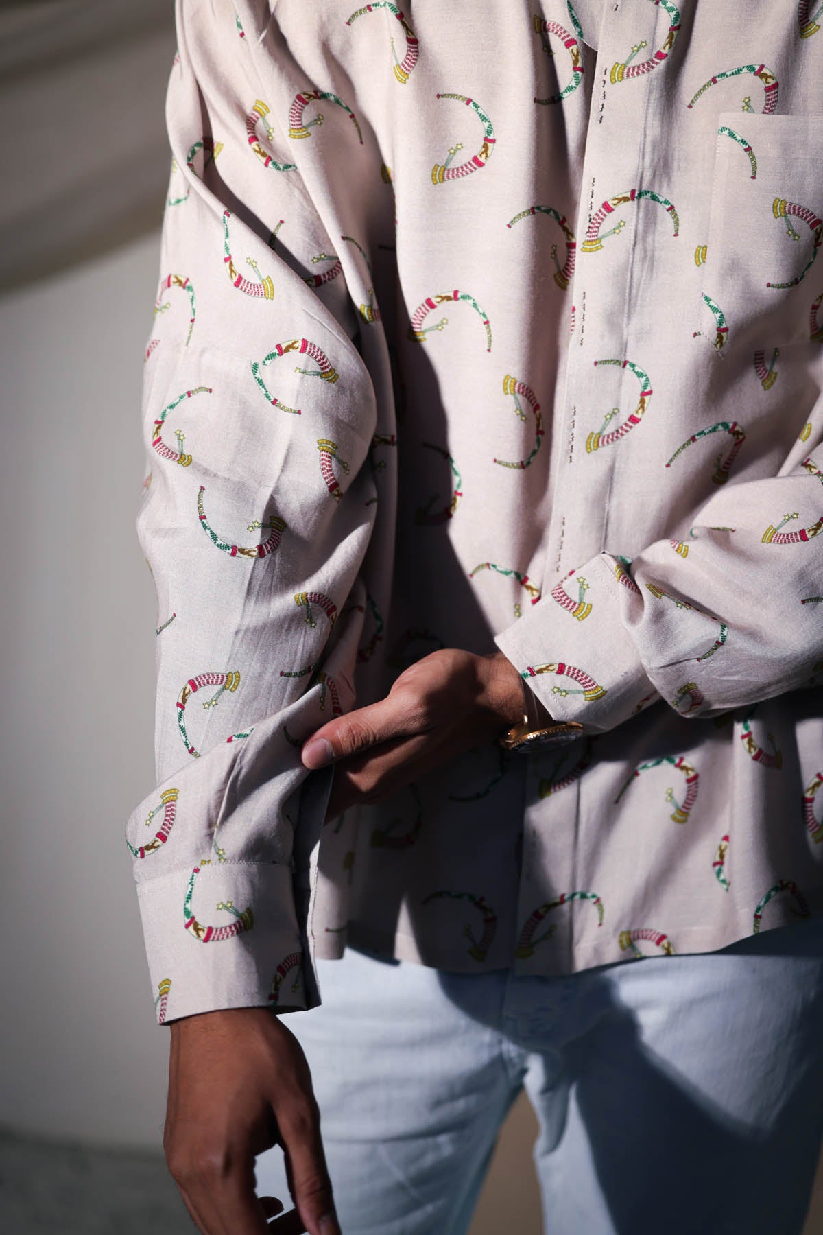 Ivory Printed Placket Shirt