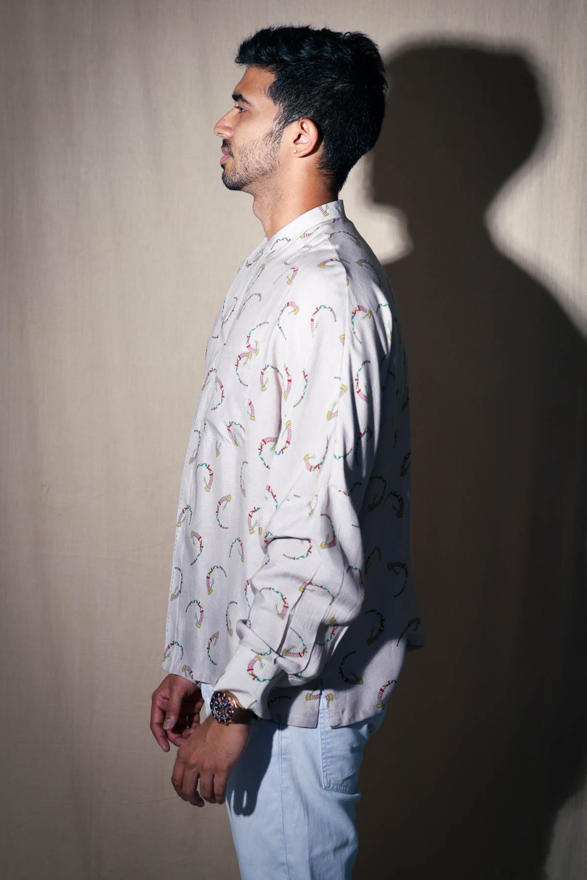 Ivory Printed Placket Shirt