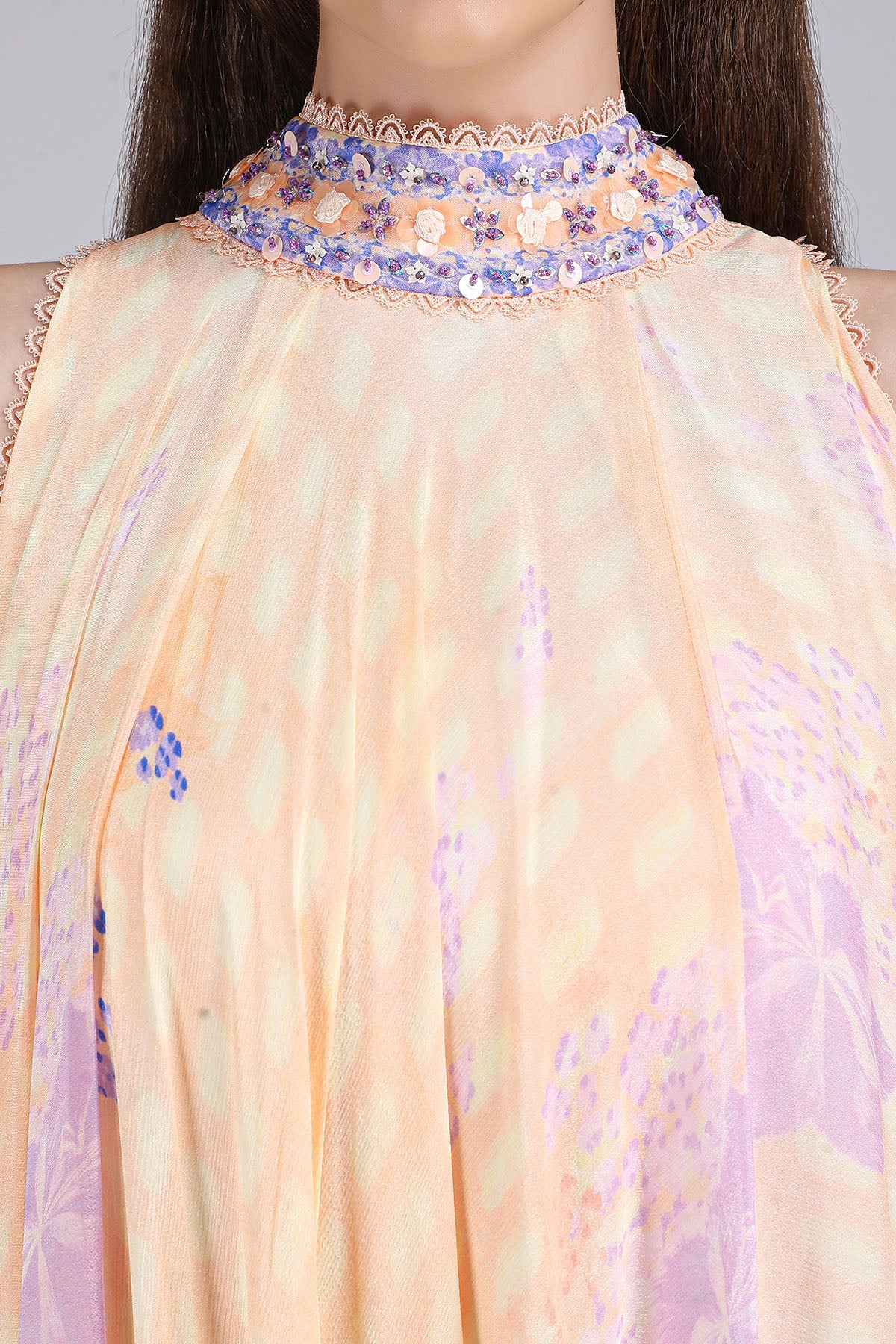 Ivory & Purple Asymmetric Dress