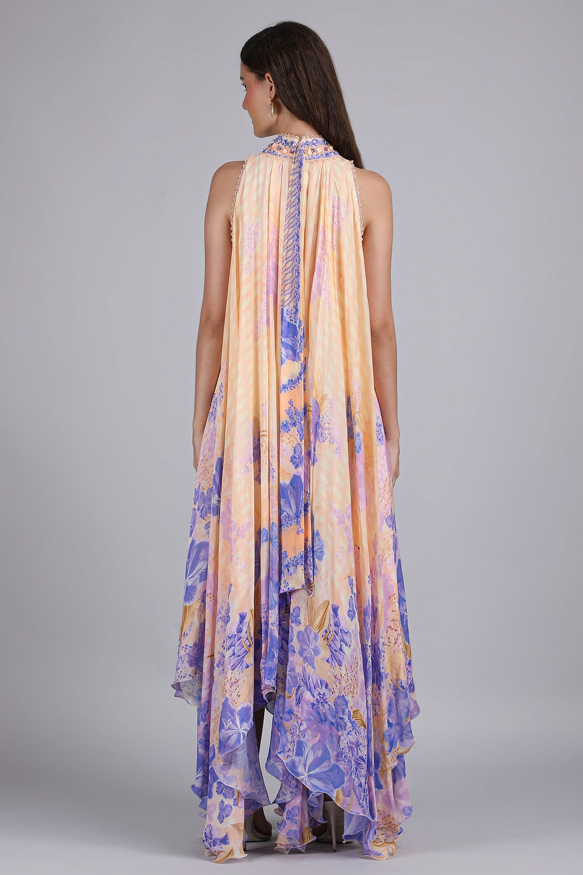 Ivory & Purple Asymmetric Dress