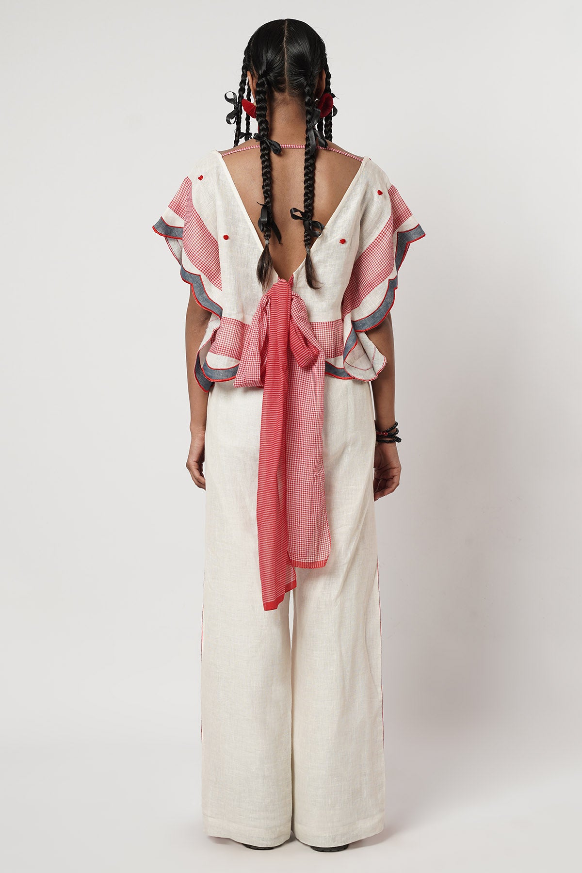 Ivory Red Scalloped Co-ord Set