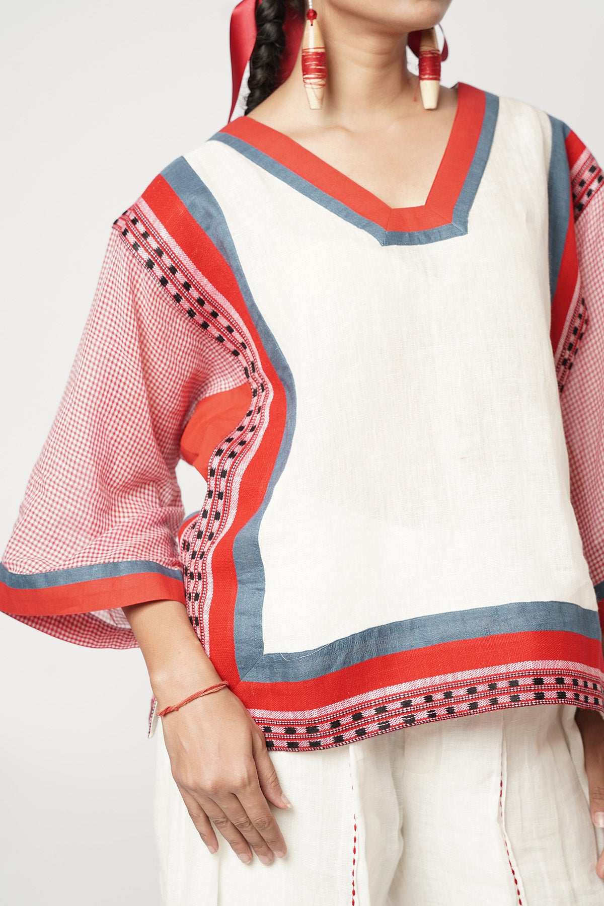 Ivory & Red Scarf Co-ord Set