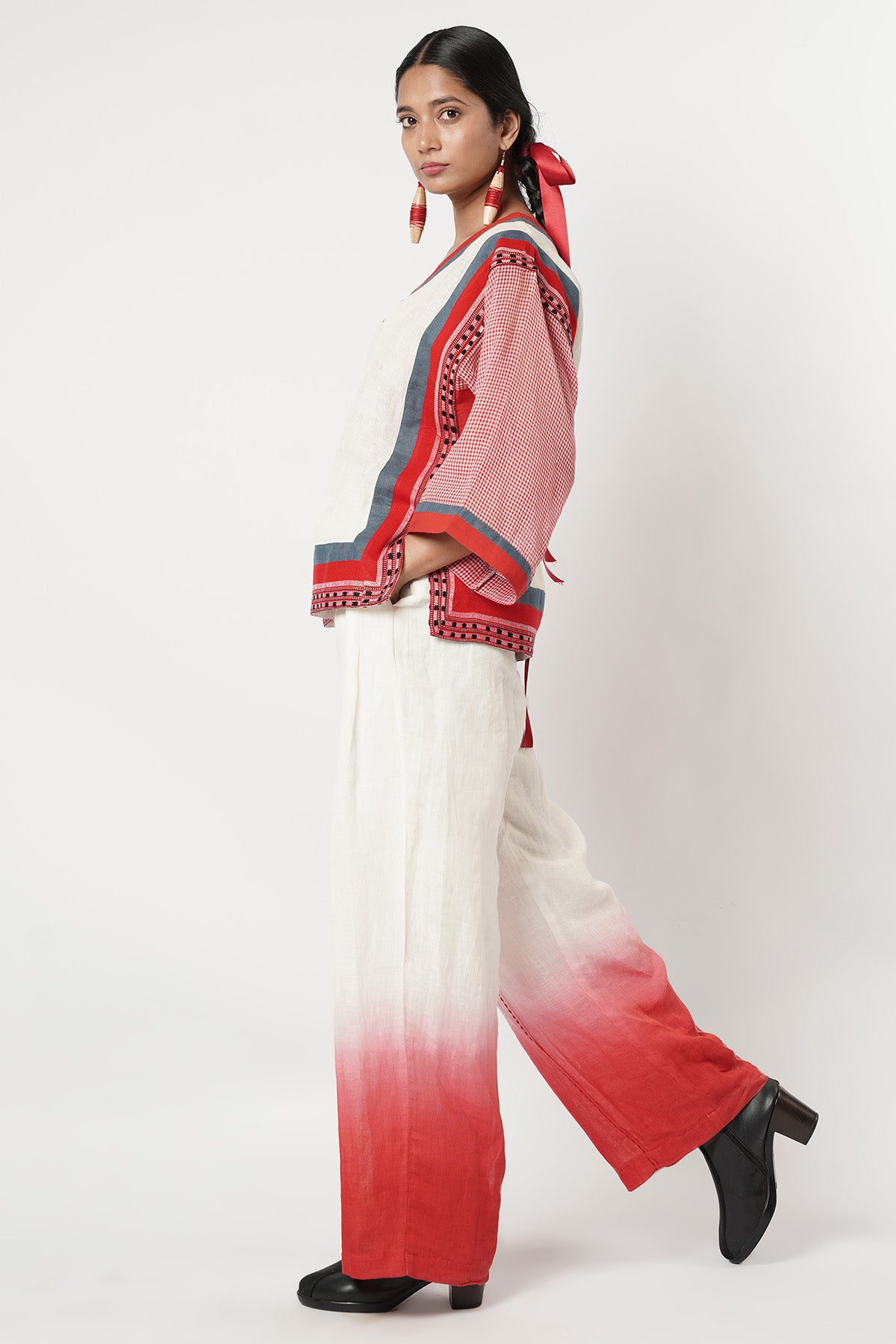 Ivory & Red Scarf Co-ord Set