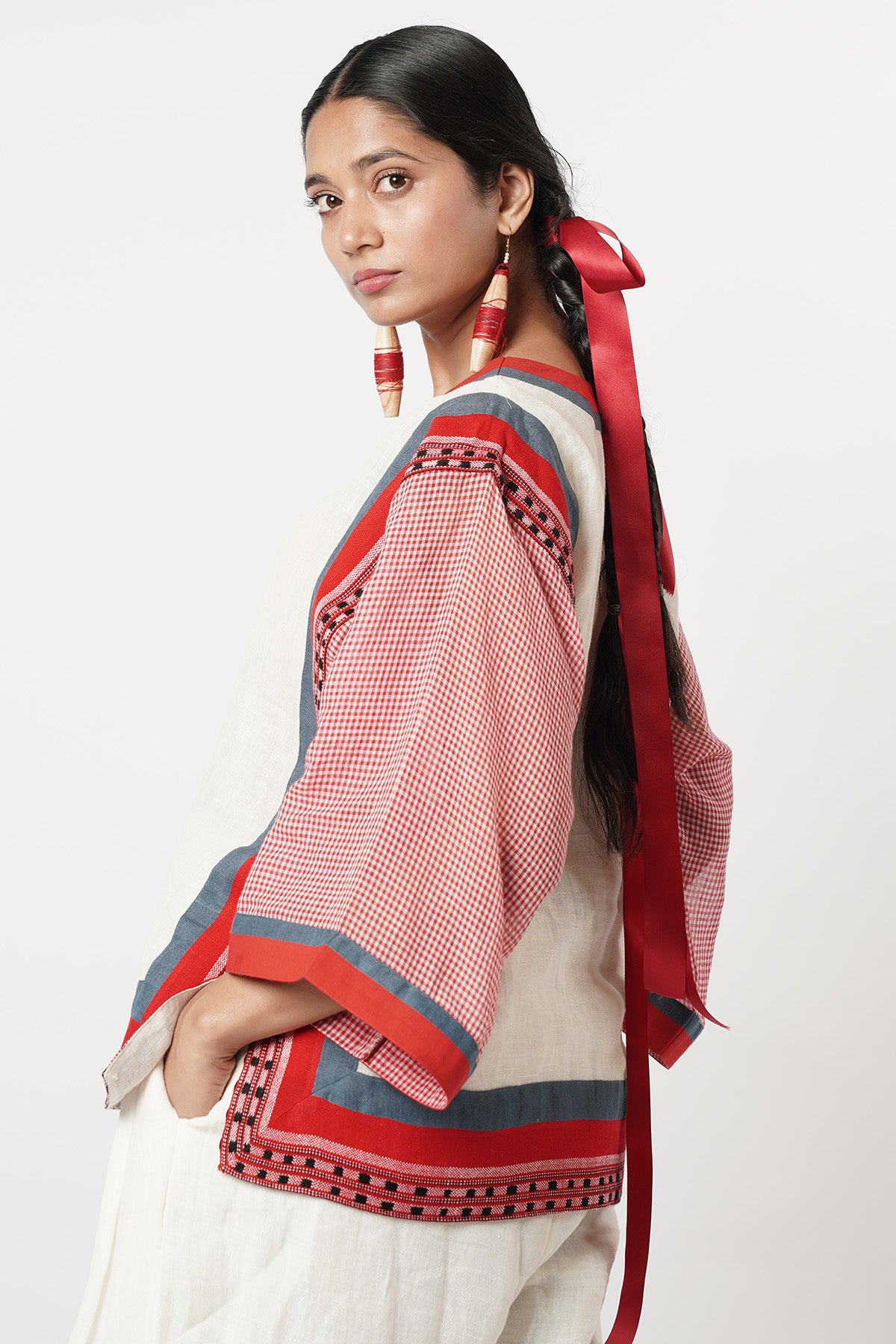 Ivory & Red Scarf Co-ord Set