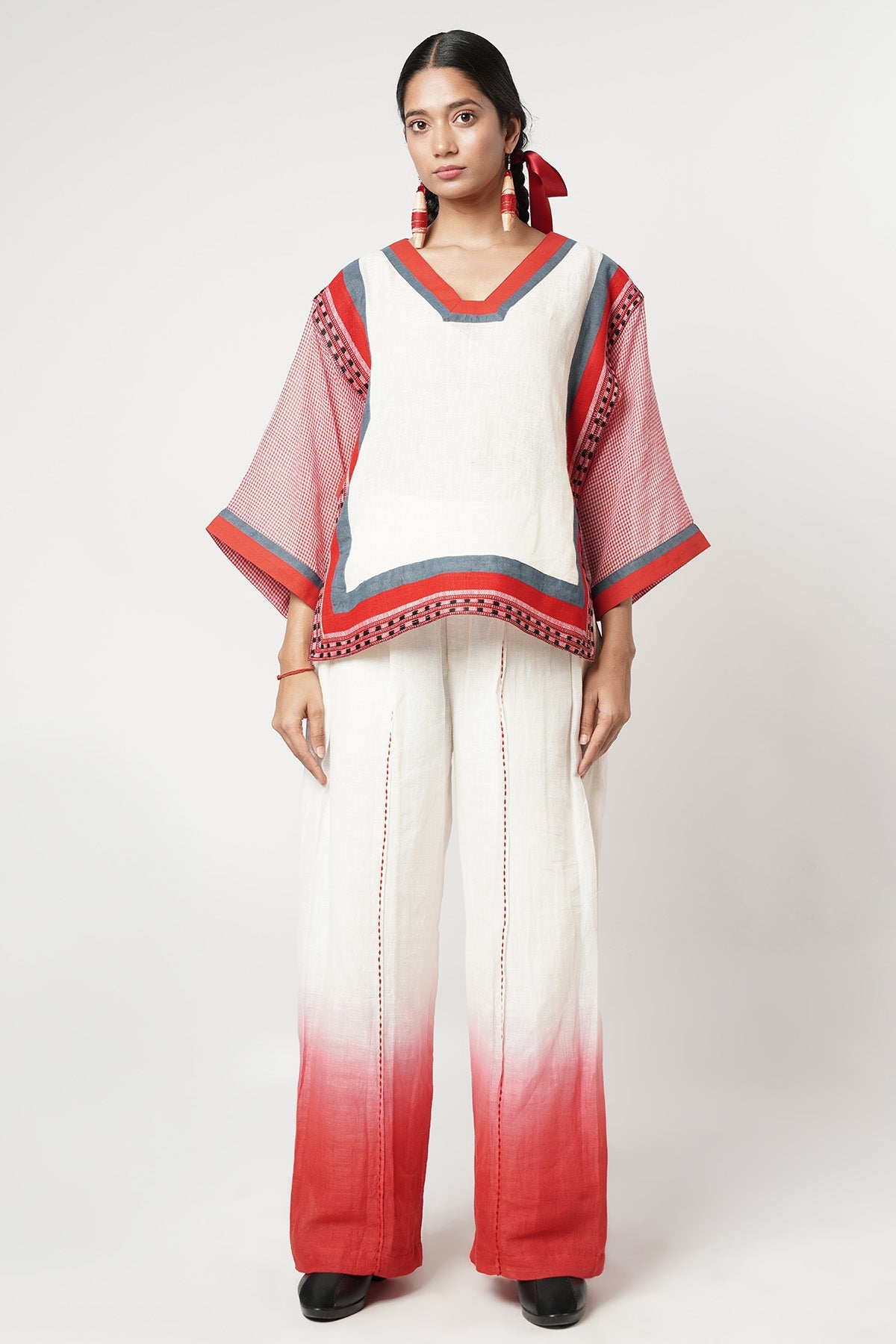 Buy Ivory & Red Scarf Co-ord Set for women by Shwetanga online available at scrollnshops
