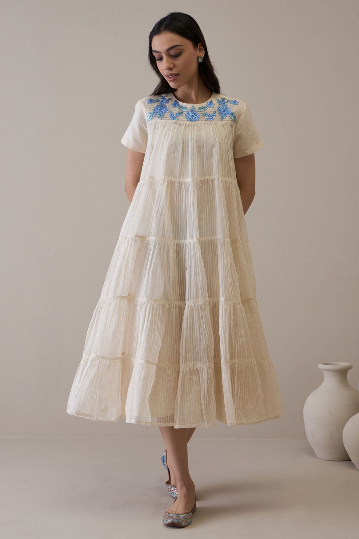 Ivory Resham Embroidered Dress