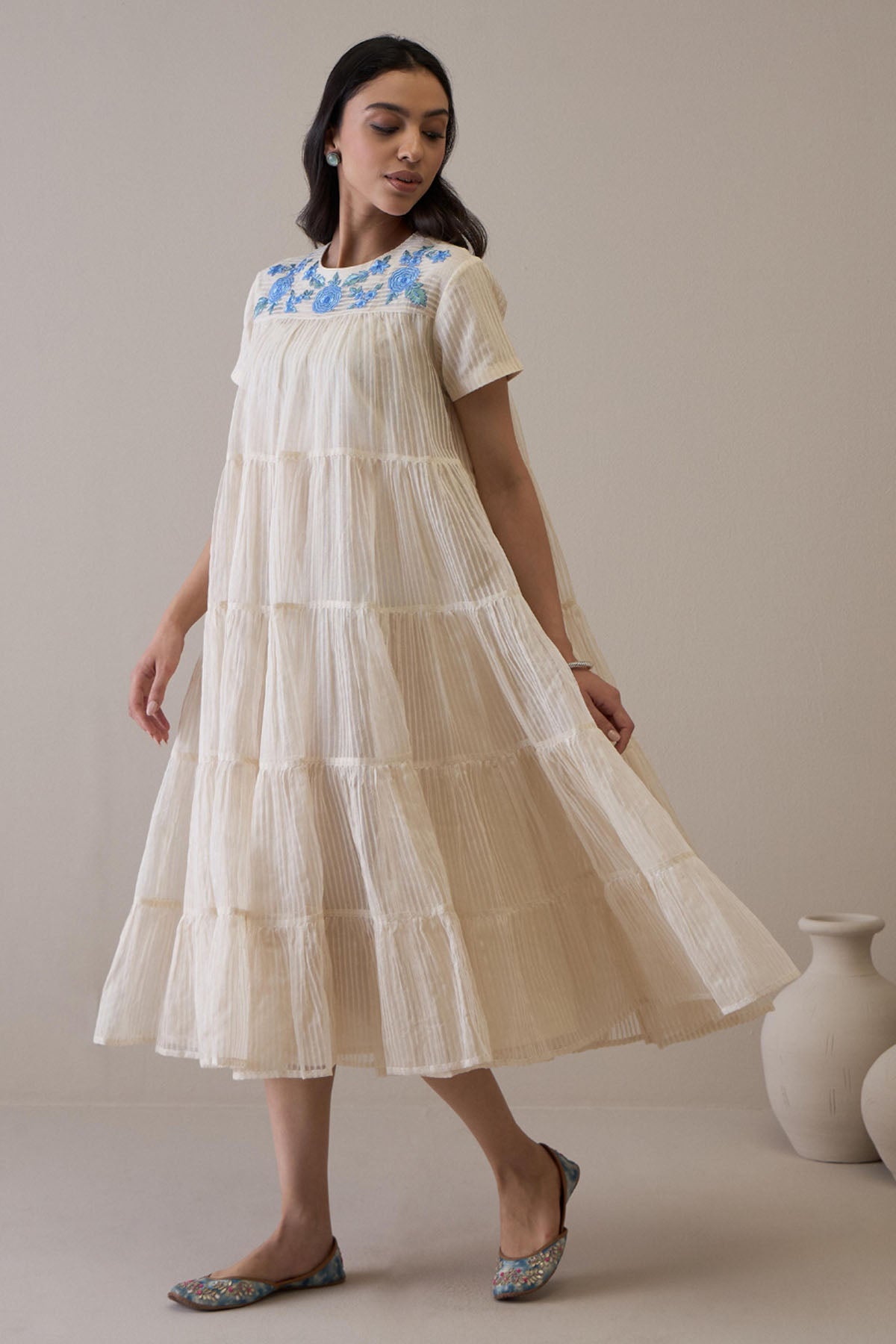 Ivory Resham Embroidered Dress