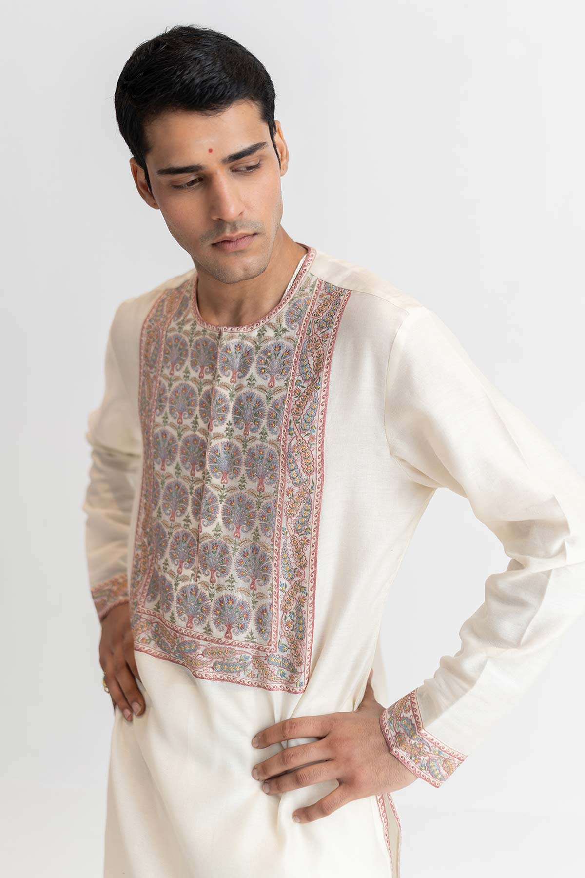 Ivory Resham Short Kurta & Pant