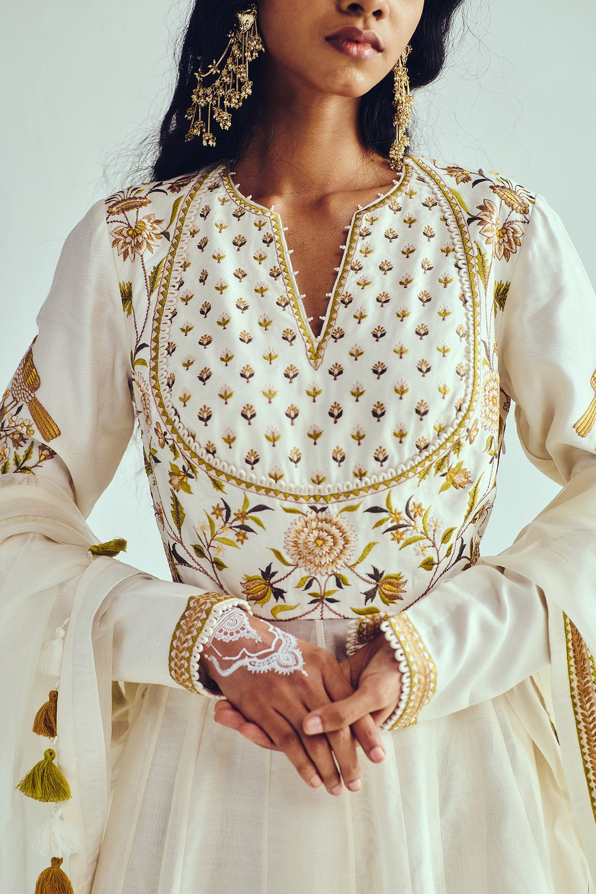 Ivory Resham Work Anarkali Set