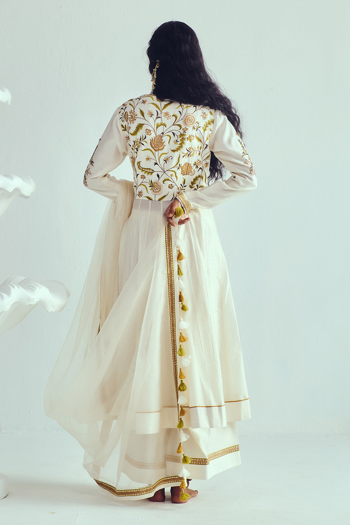 Ivory Resham Work Anarkali Set