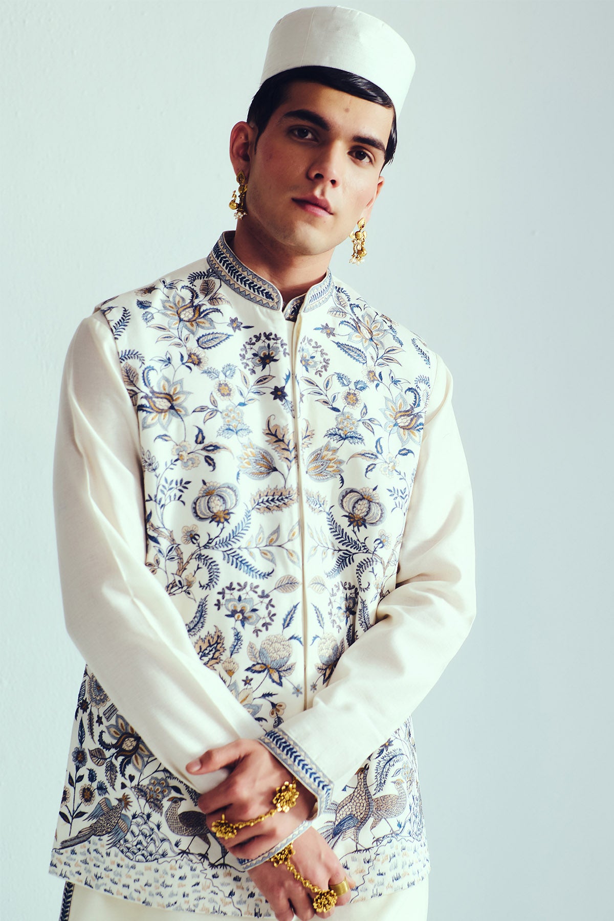 Ivory Resham Work Bundi Set