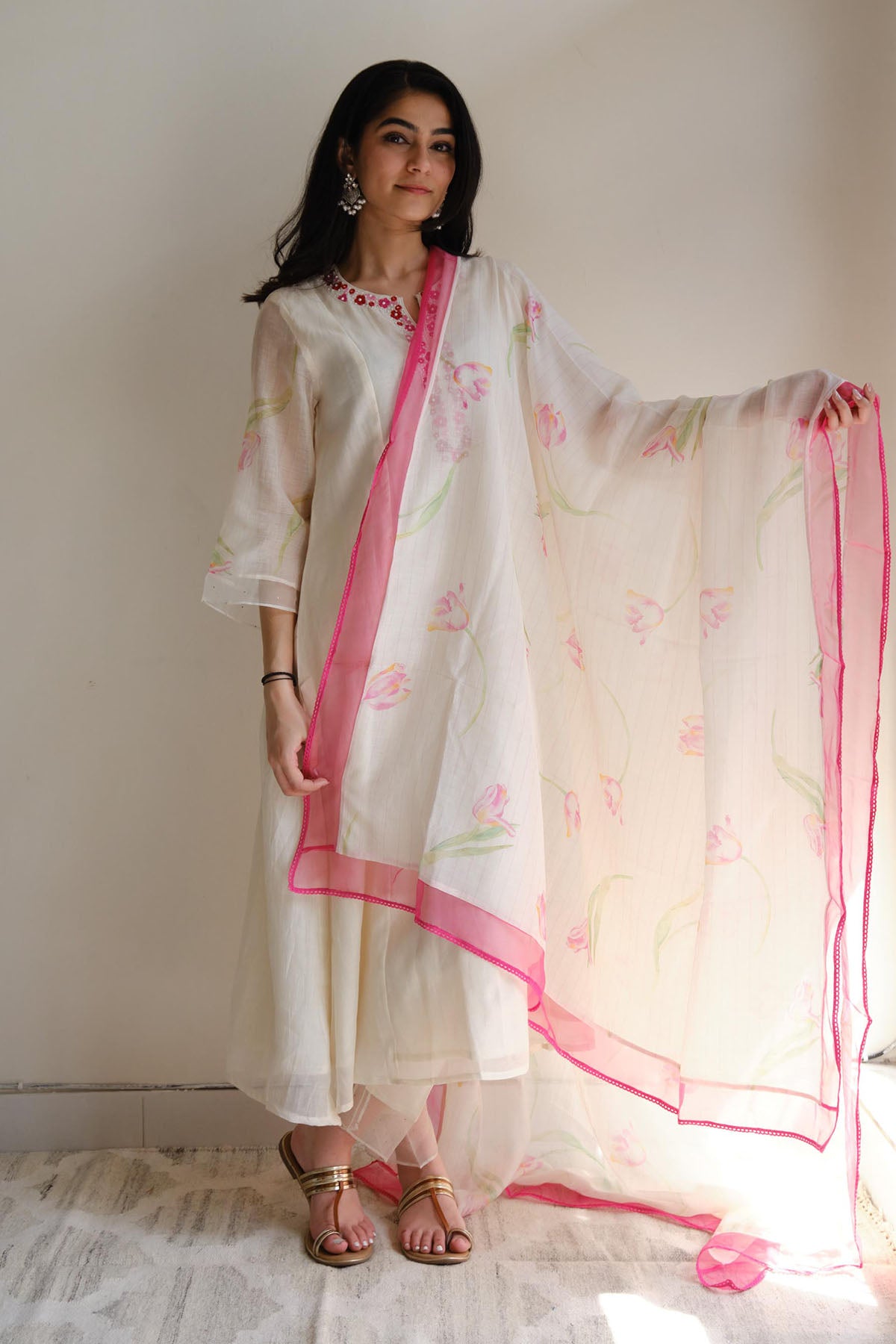 Ivory Resham Work Kurta Set