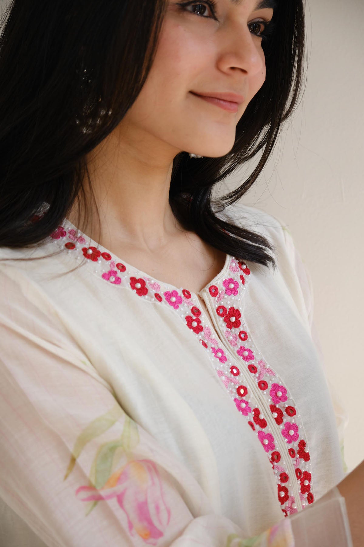 Ivory Resham Work Kurta Set