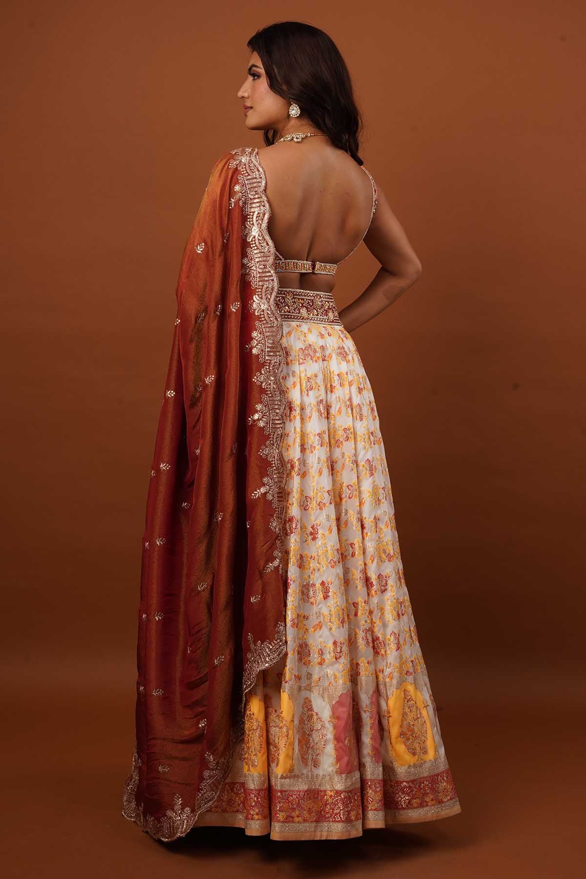 Ivory & Rust Zardosi Lehenga Set