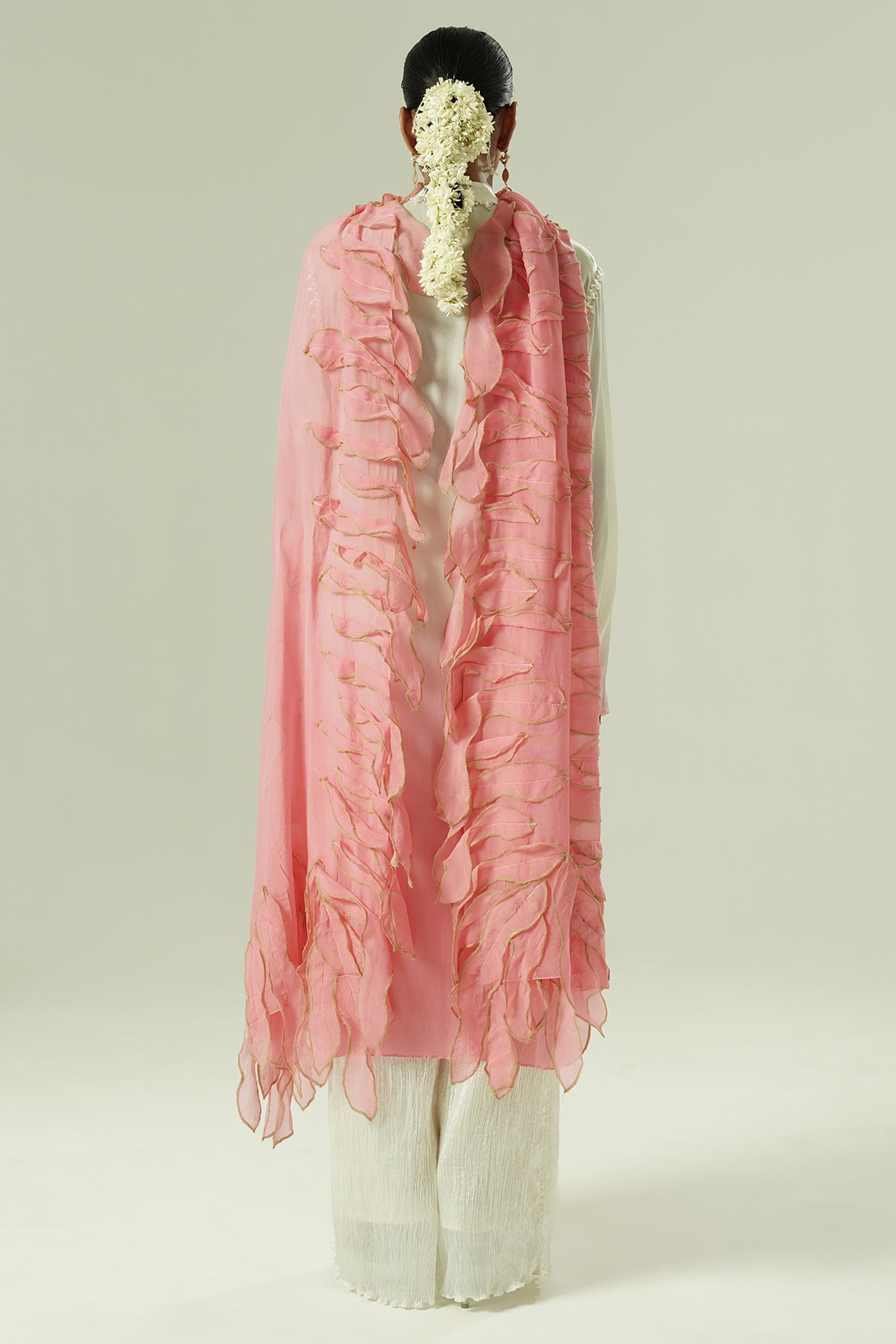 Ivory Satin Beadwork Kurta Set