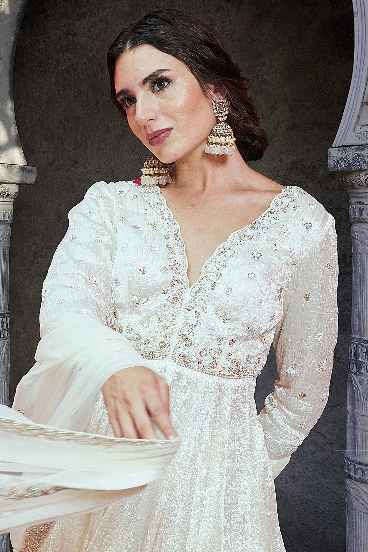 Ivory Sequins & Pearl Kurta Set