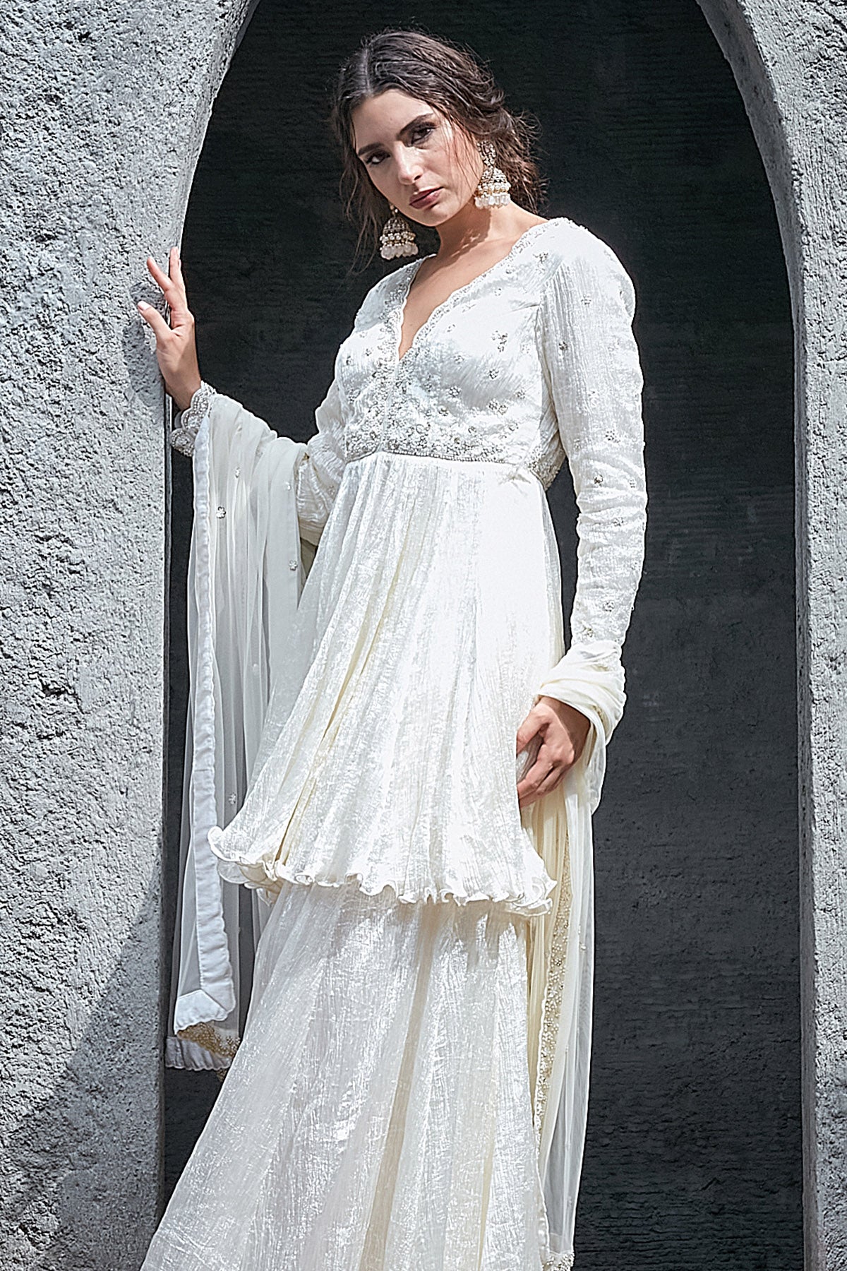 Ivory Sequins & Pearl Kurta Set