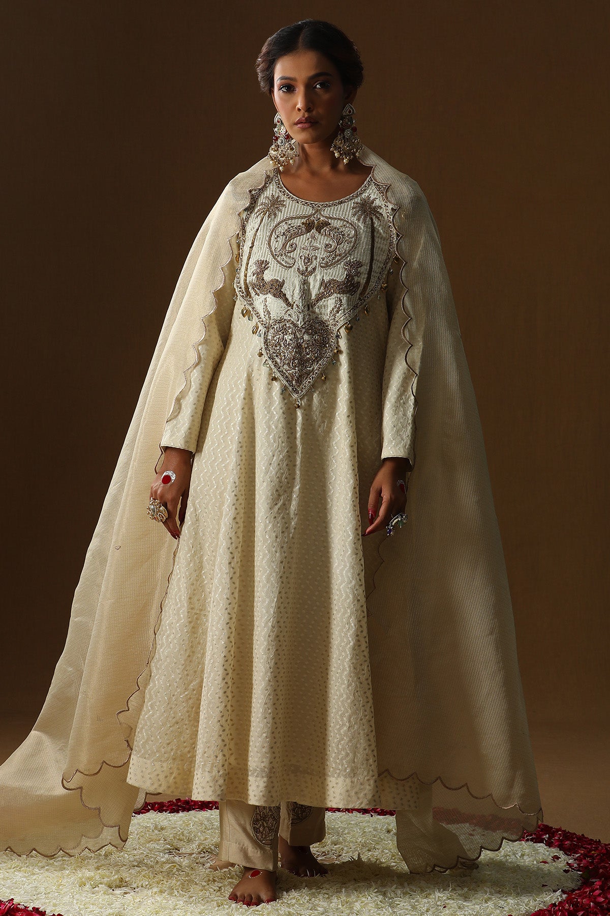 Buy Ivory Sequins Tassels Kurta Set for women by Arpita Sulakshana online available at scrollnshops