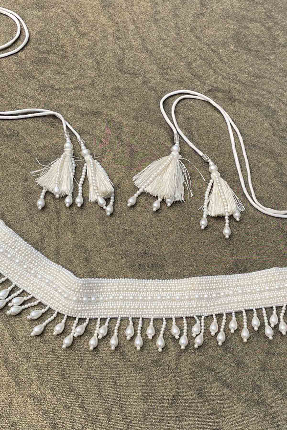 Ivory Silk Embroidered Belt