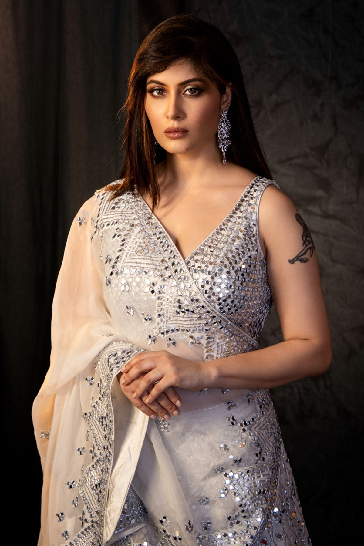 Ivory Silk Organza Lehenga Set