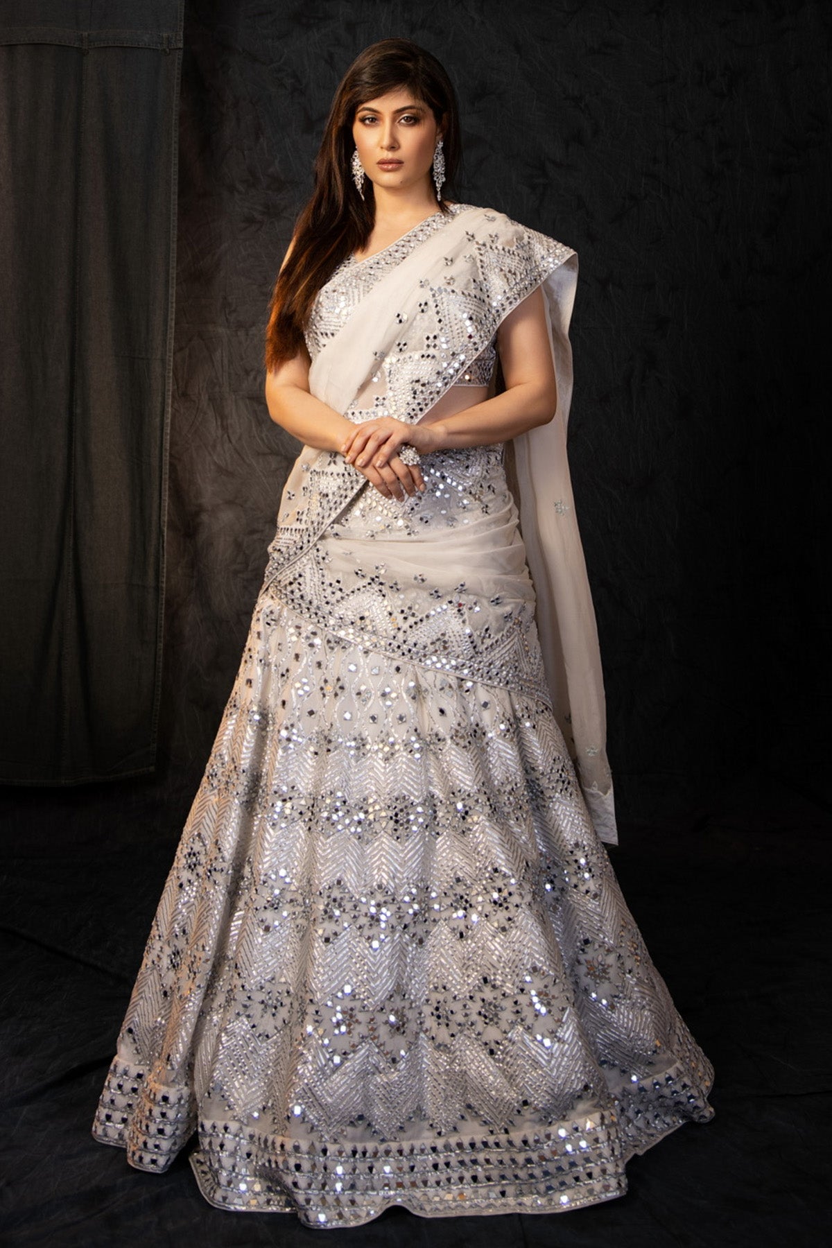 Ivory Silk Organza Lehenga Set