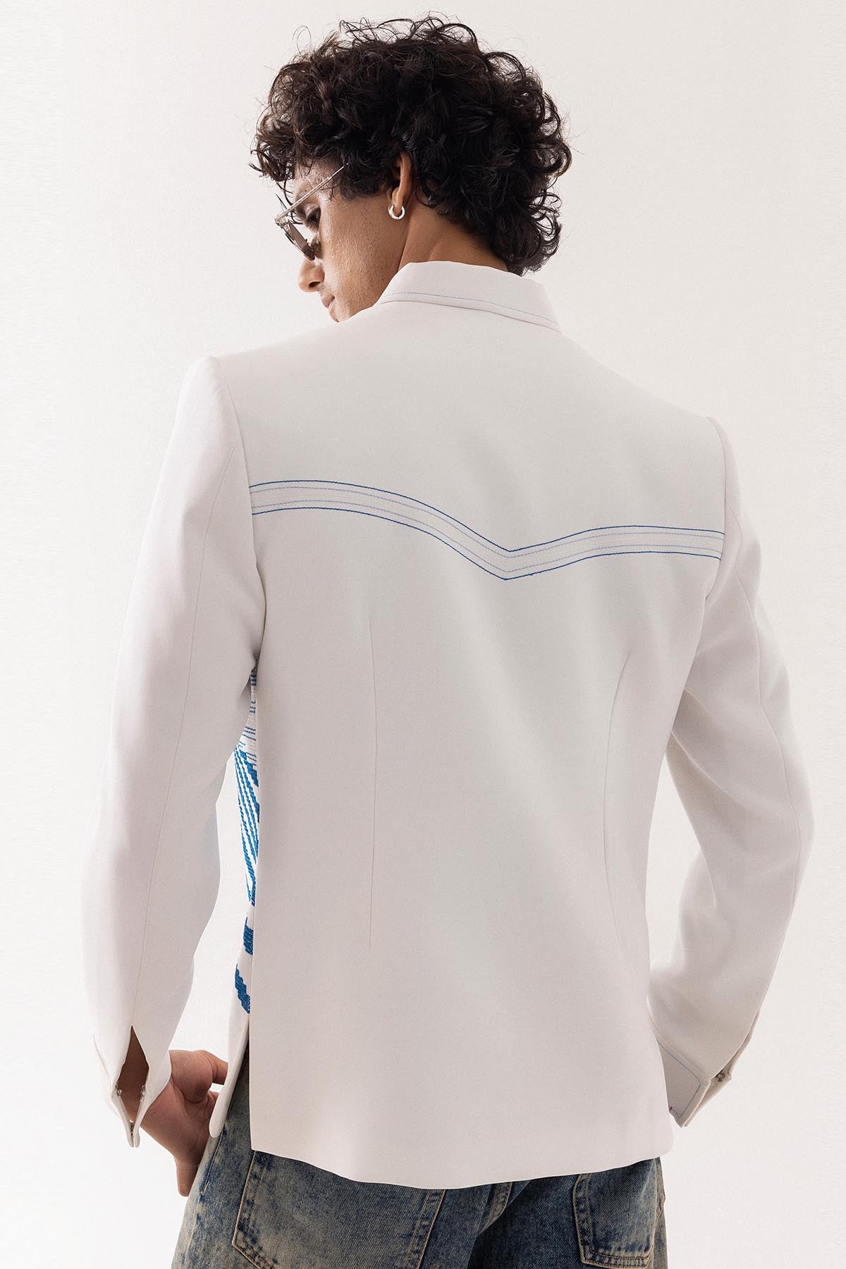 Ivory Strechable Bomber Jacket