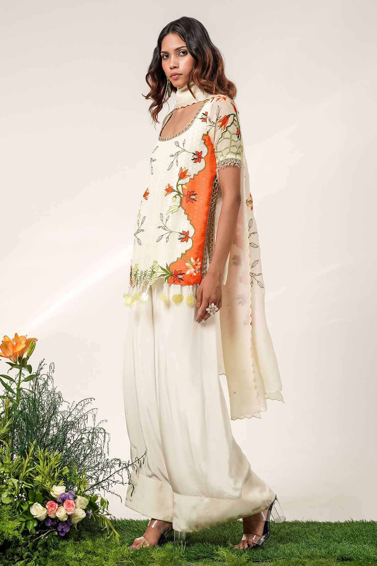 Ivory Tassel Hemline Kurta Set