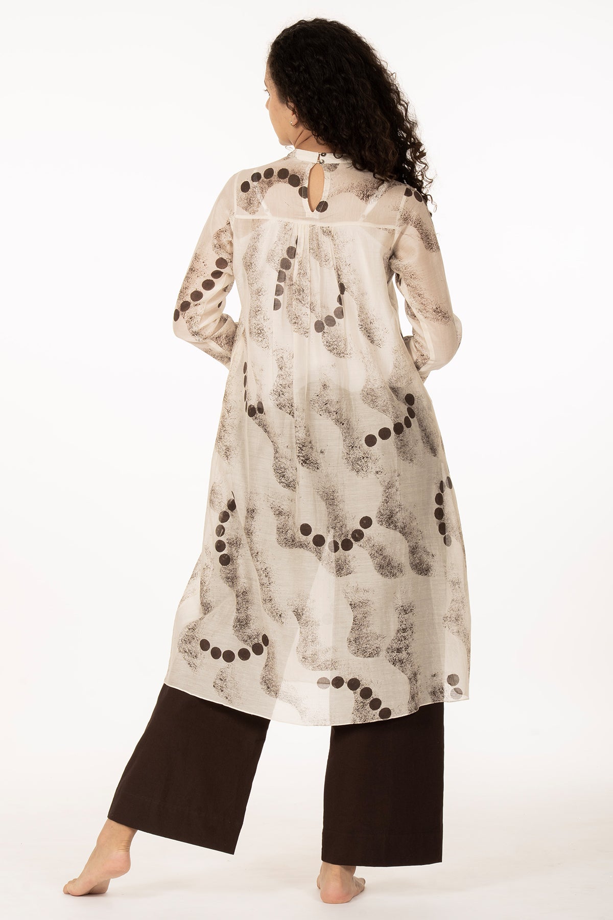 Ivory Texture Print Kurta Pants