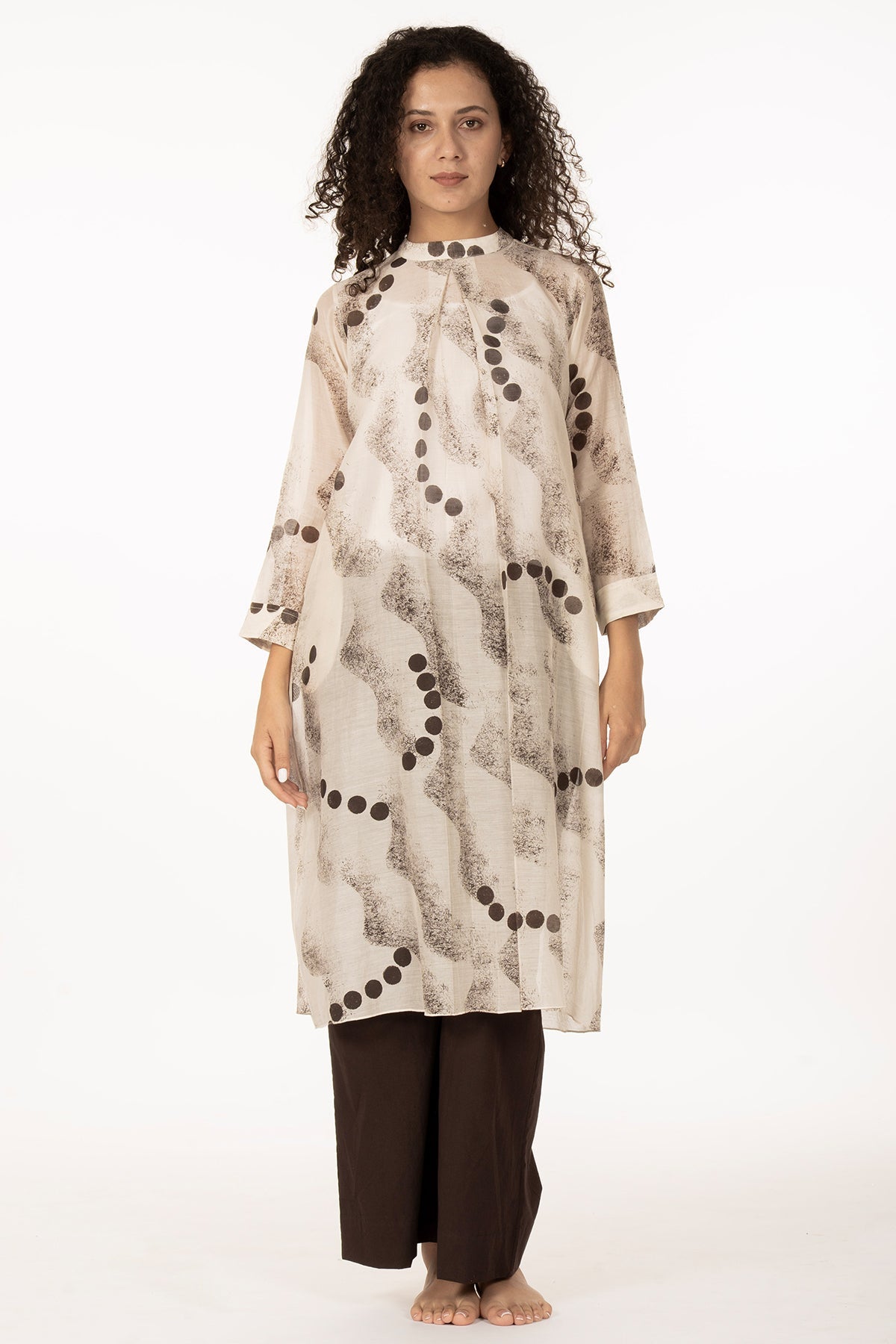 Buy Ivory Texture Print Kurta Pants for women by Khat Clothing online available at scrollnshops