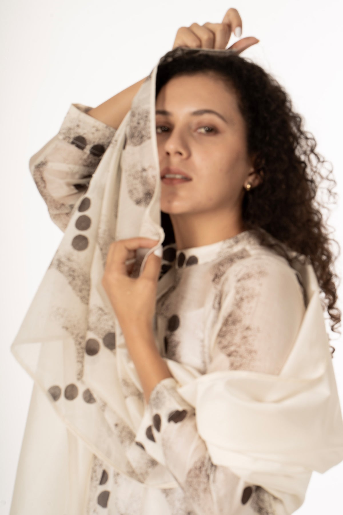 Ivory Texture Printed Kurta Set