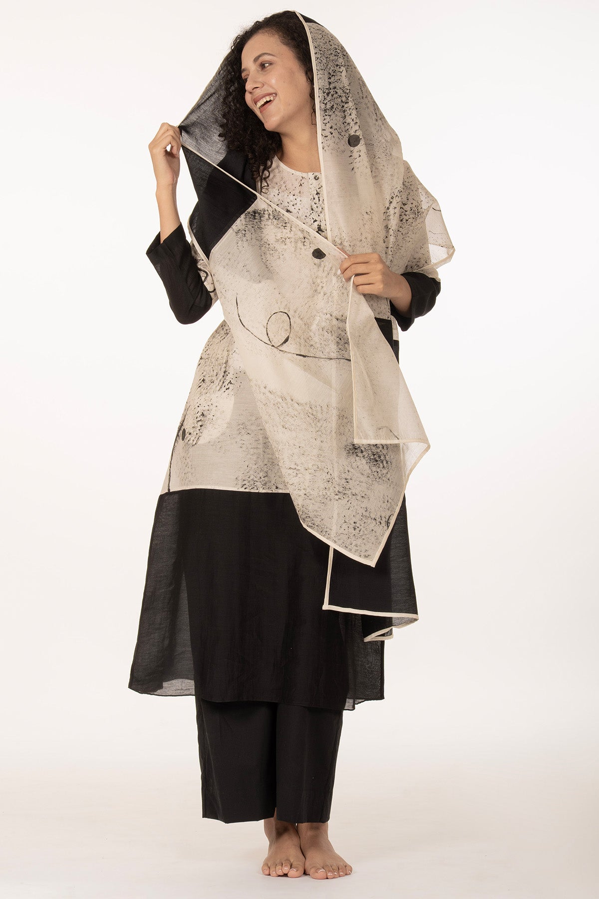 Ivory Texture Shadow Kurta Set