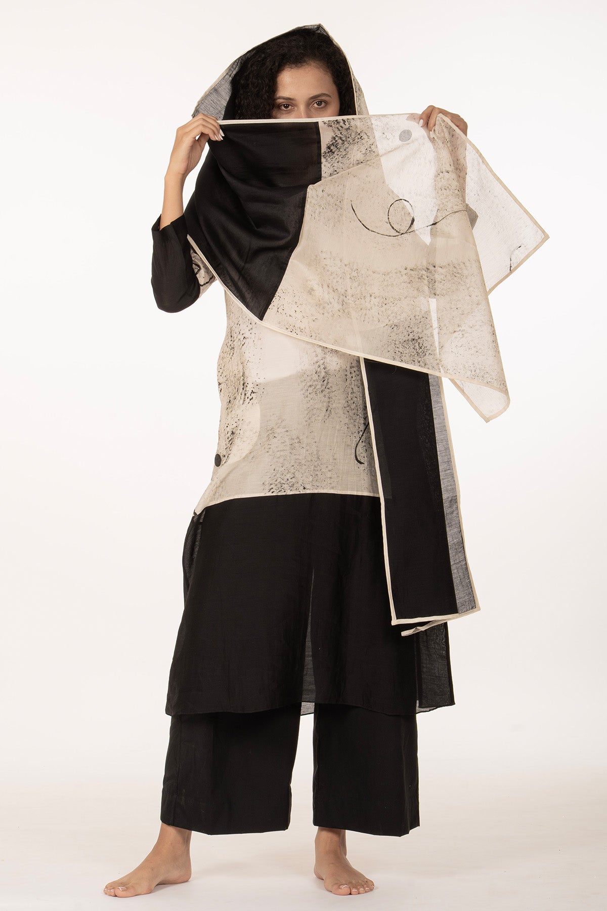 Ivory Texture Shadow Kurta Set