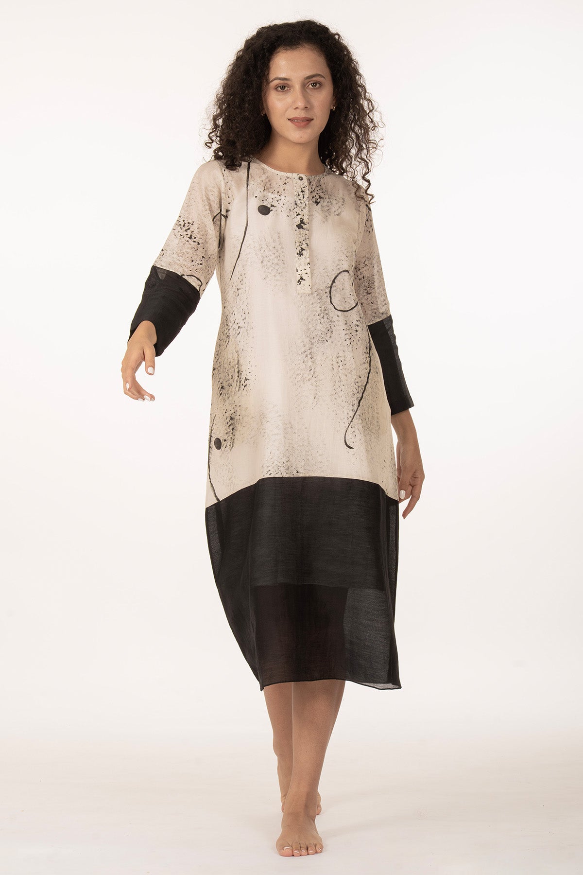 Buy Ivory Texture Shadow Midi Dress for women by Khat Clothing online available at scrollnshops