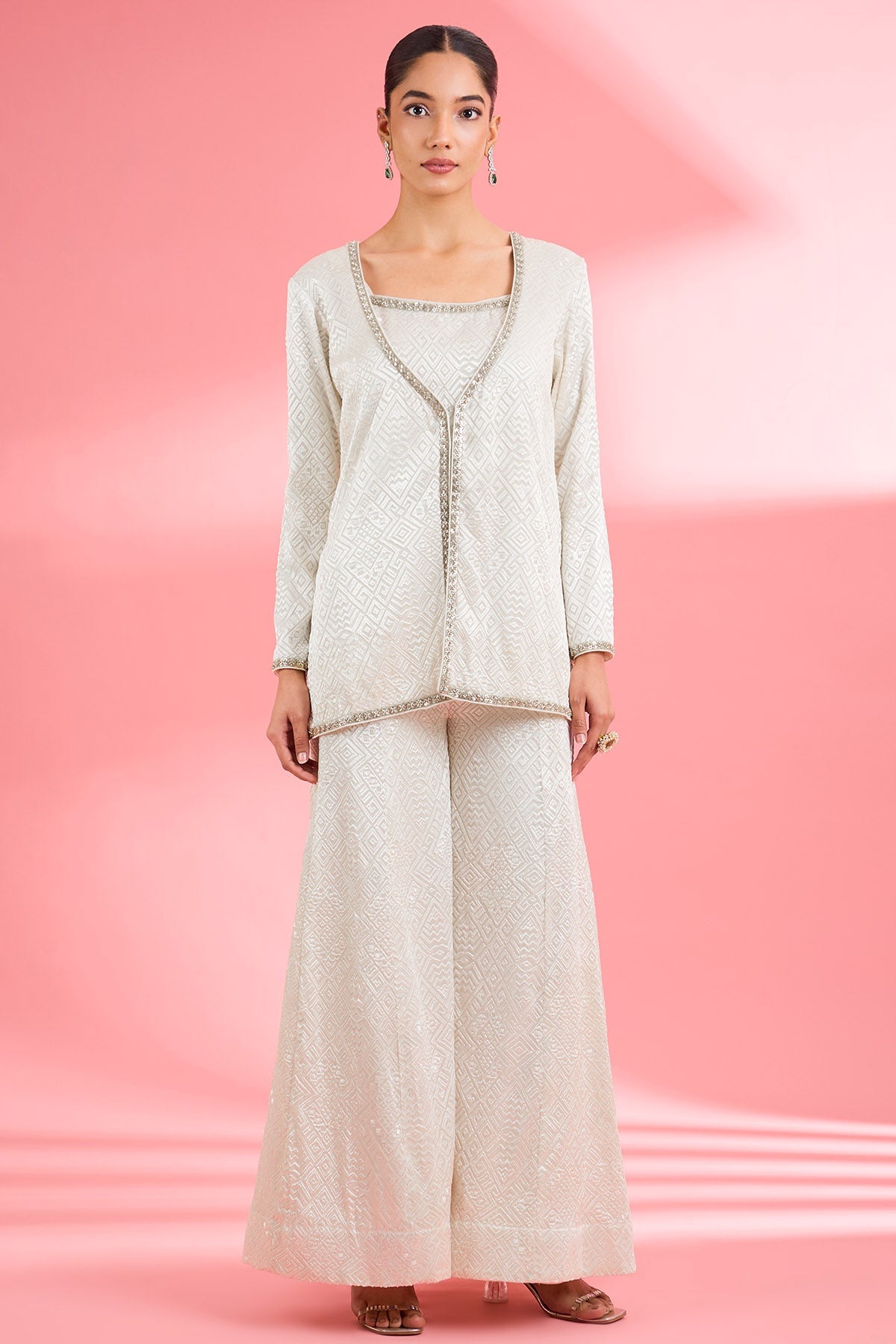 Buy Ivory Thread & Sequin Kurta Set for women by Milu Madan online available at scrollnshops