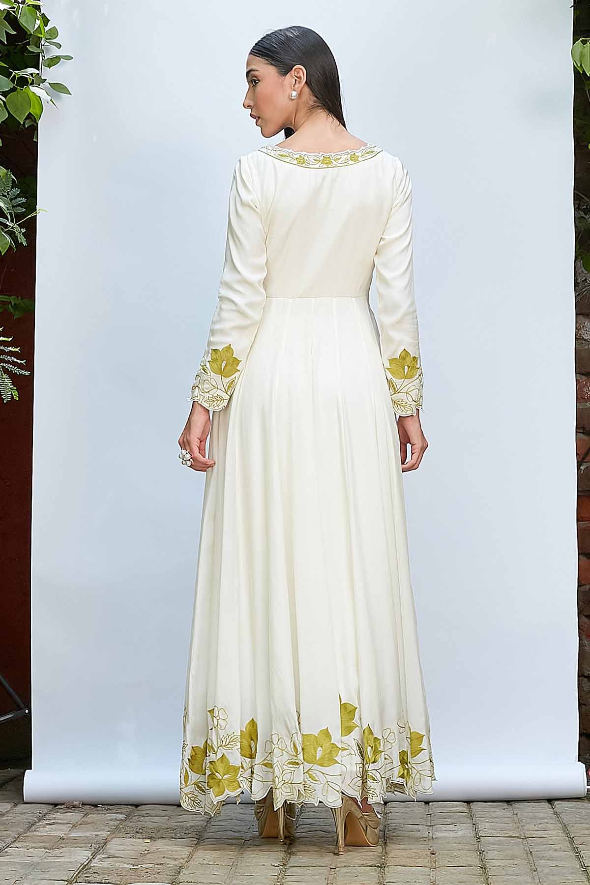 Ivory Thread V-Neck Anarkali Set