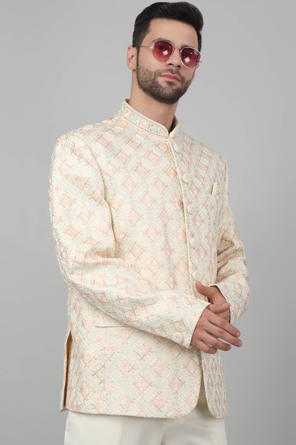 Ivory Thread Work Bandhgala