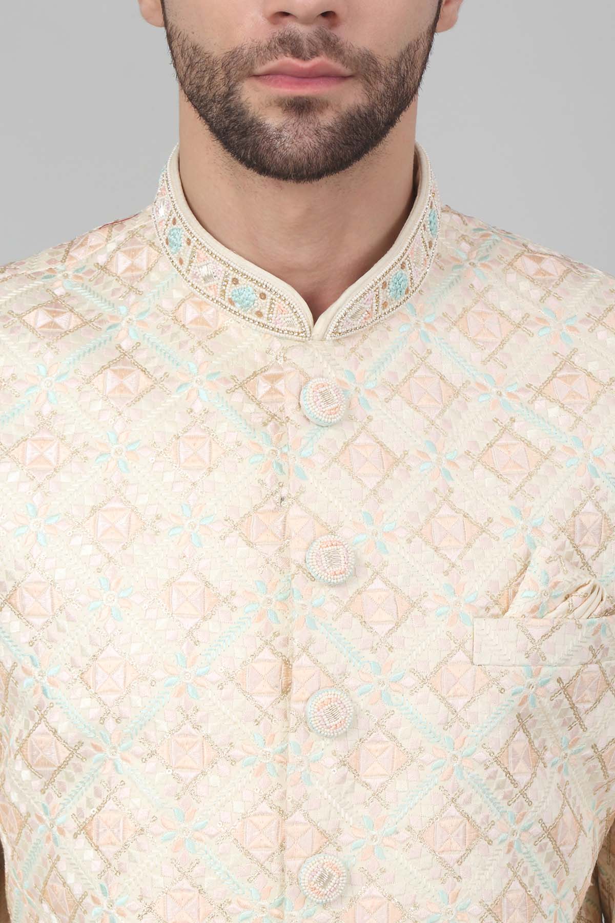 Ivory Thread Work Bandhgala