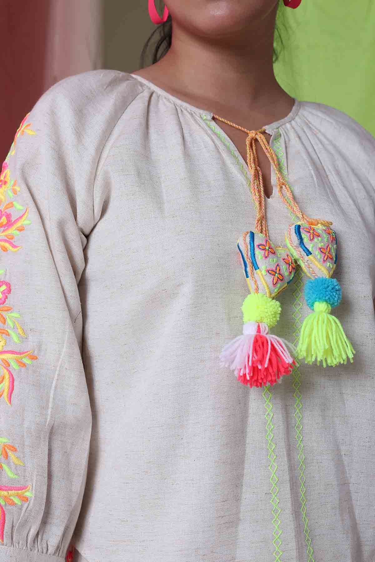 Ivory Top & Embroidered Pants