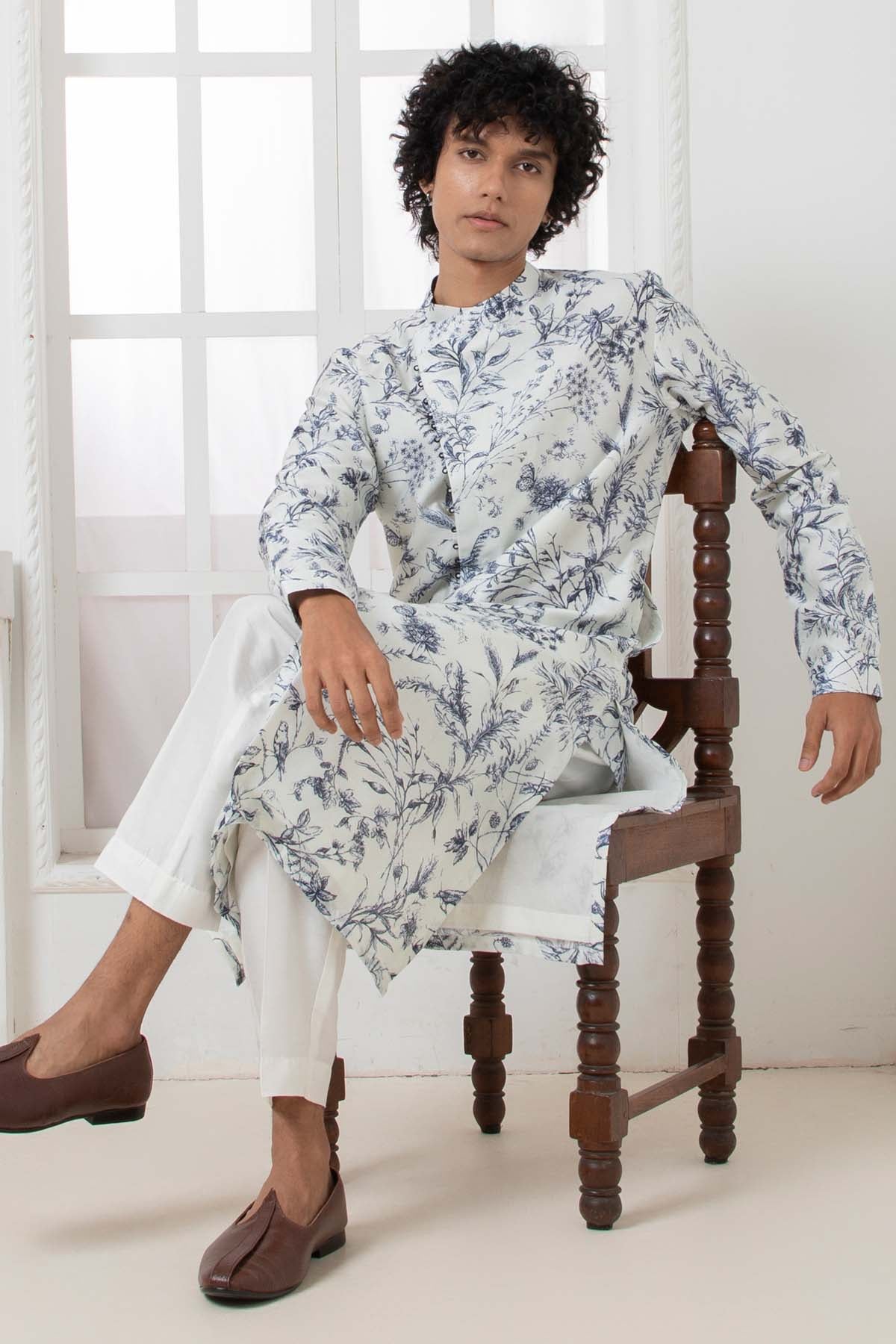 Ivory Wildfloral Print Kurta Set