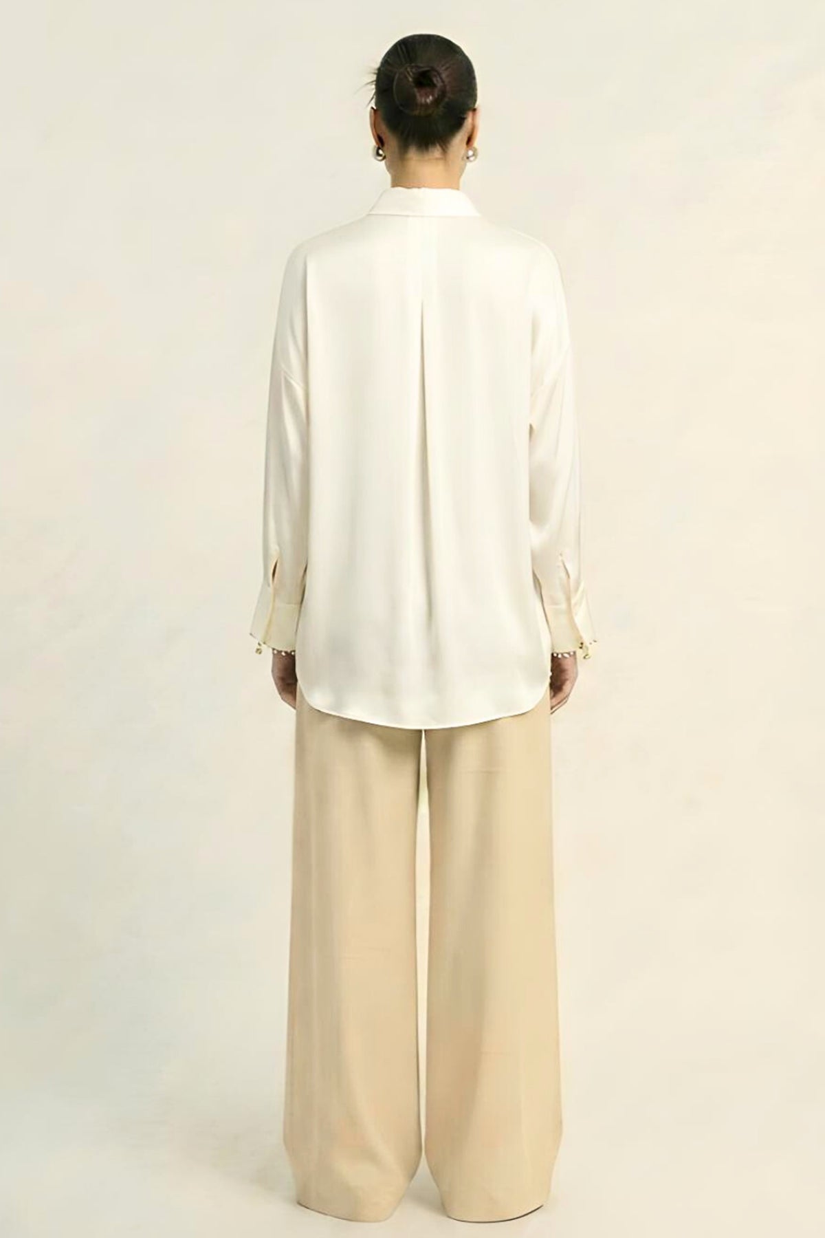 Ivory Wrap Tie Up Closure Shirt