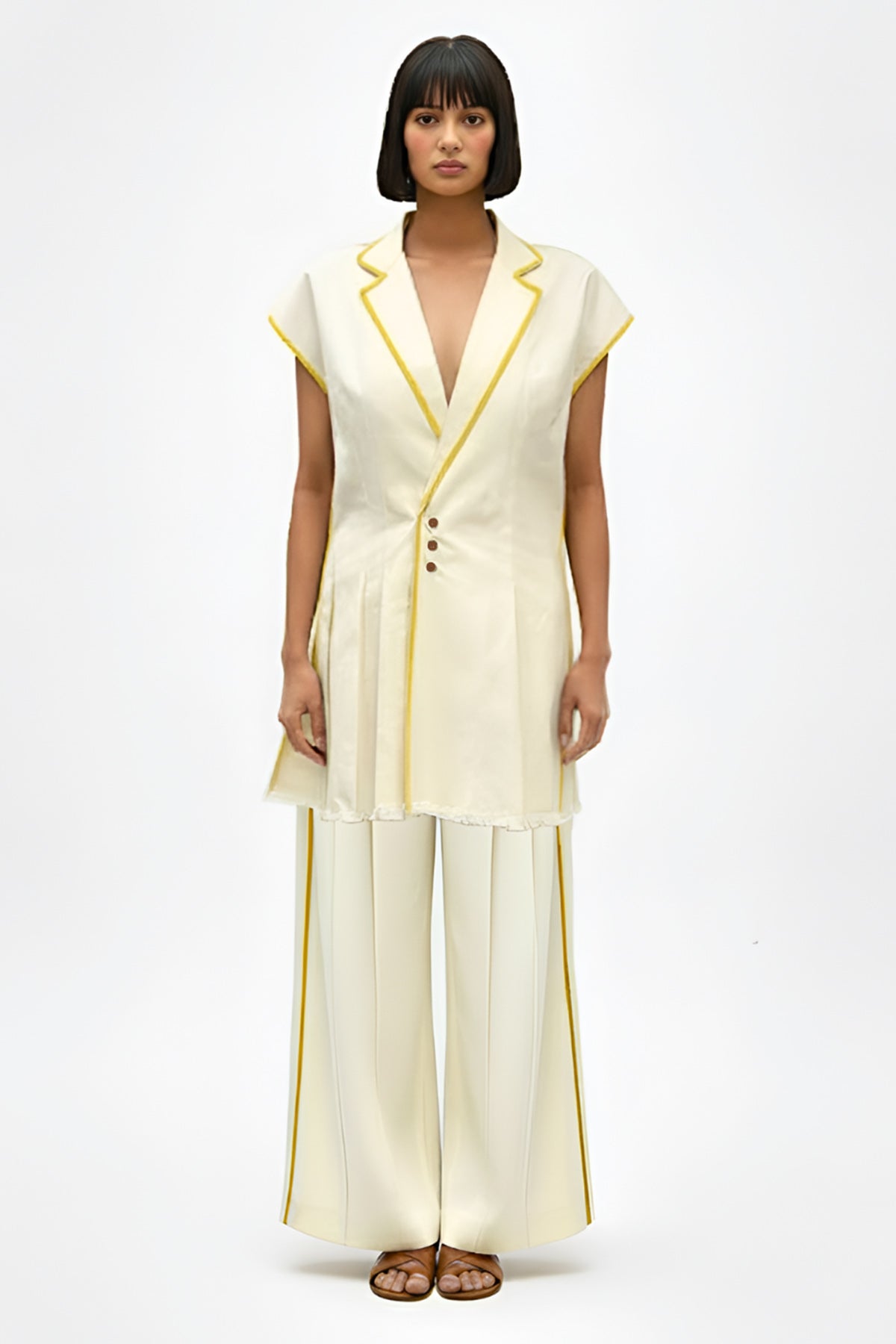 Buy Ivory & Yellow Twill Co-ord Set for women by Neora online available at scrollnshops