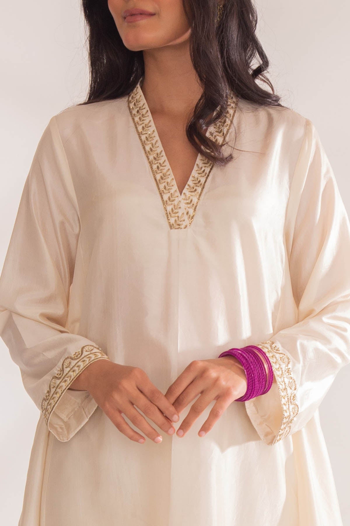 Ivory Zardozi A-Line Kurta Set